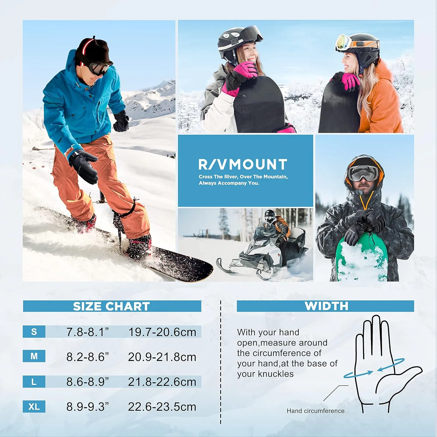 rivmount Ski Snow Gloves Men Women, Waterproof 3M Thinsulate Warm Touchscreen Winter Snowboard Snowmobile Cold Weather 601