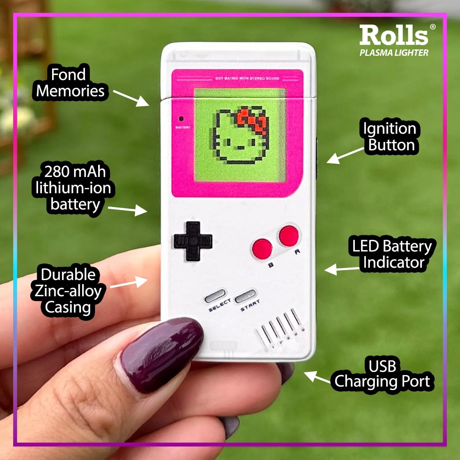 Rolls Electric Lighter - Gifts for Women - Birthday Gifts for Women - Cute Lighters - Cool Gadgets - Retro Gamer Custom Unique Stocking Stuffers - by Rolls Plasma Lighter (Pink Kitty)