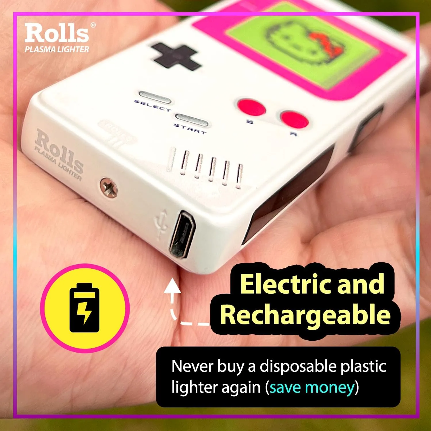 Rolls Electric Lighter - Gifts for Women - Birthday Gifts for Women - Cute Lighters - Cool Gadgets - Retro Gamer Custom Unique Stocking Stuffers - by Rolls Plasma Lighter (Pink Kitty)