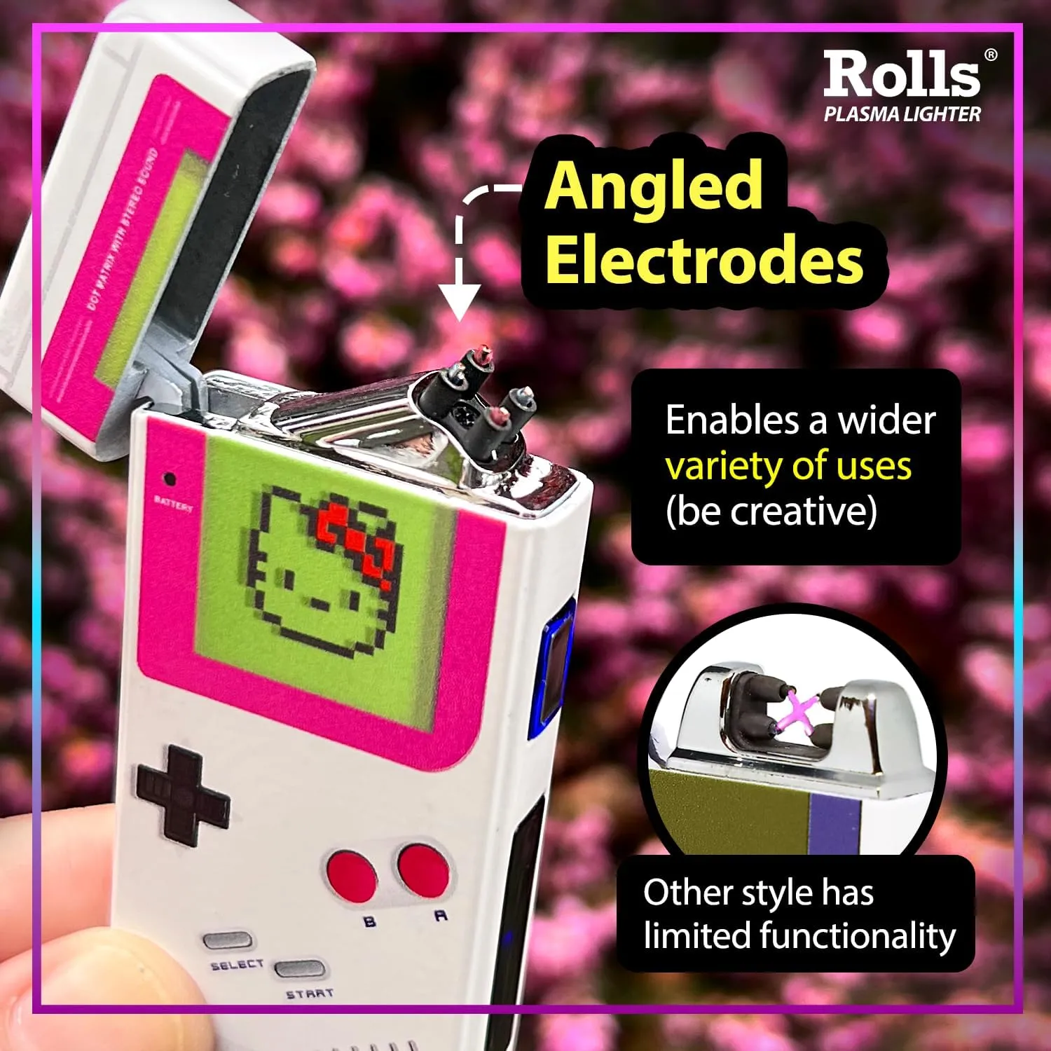 Rolls Electric Lighter - Gifts for Women - Birthday Gifts for Women - Cute Lighters - Cool Gadgets - Retro Gamer Custom Unique Stocking Stuffers - by Rolls Plasma Lighter (Pink Kitty)