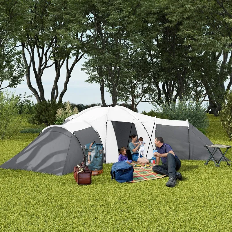 Rootz Camping Tent - Tunnel Tent - Family Tent - Spacious - Durable - Waterproof - 220L x 188W x 150H cm (Bedroom), 495L x 415W cm (Living Room)
