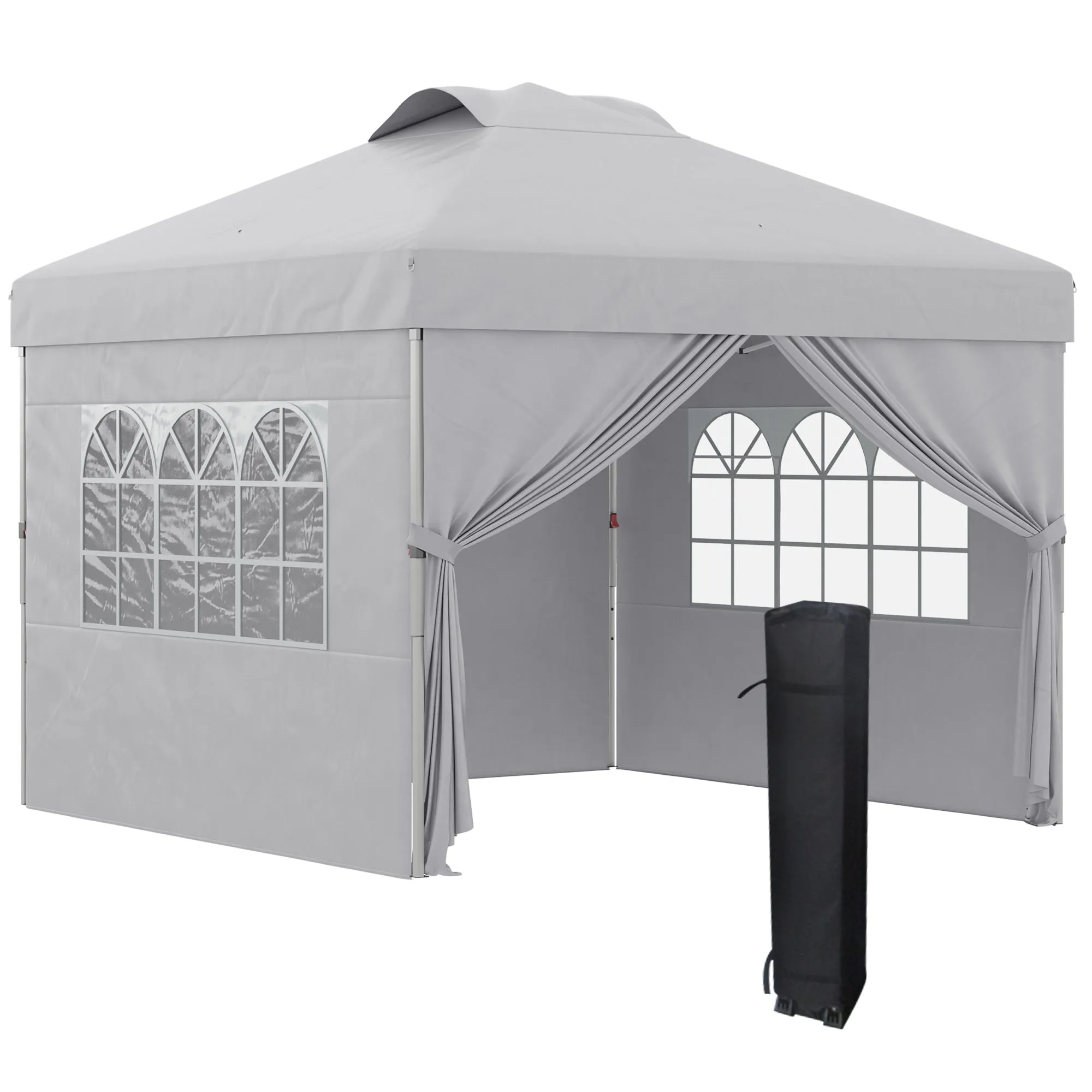 Rootz Foldable Pop-Up Party Tent - Gazebo - Canopy - UV30  Protection - 297cm x 297cm x 284cm with Adjustable Side Walls & Portable Roller Bag