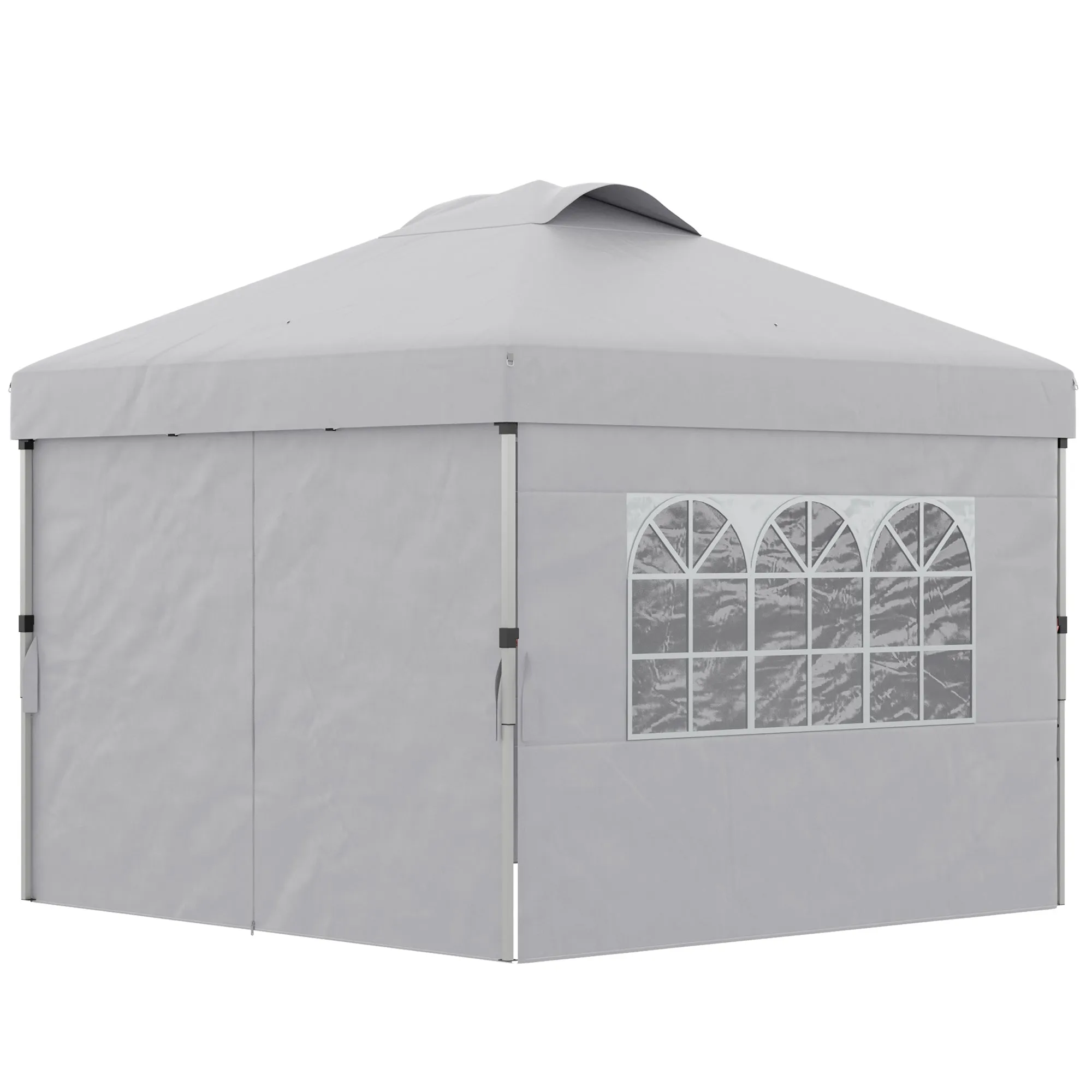 Rootz Foldable Pop-Up Party Tent - Gazebo - Canopy - UV30  Protection - 297cm x 297cm x 284cm with Adjustable Side Walls & Portable Roller Bag