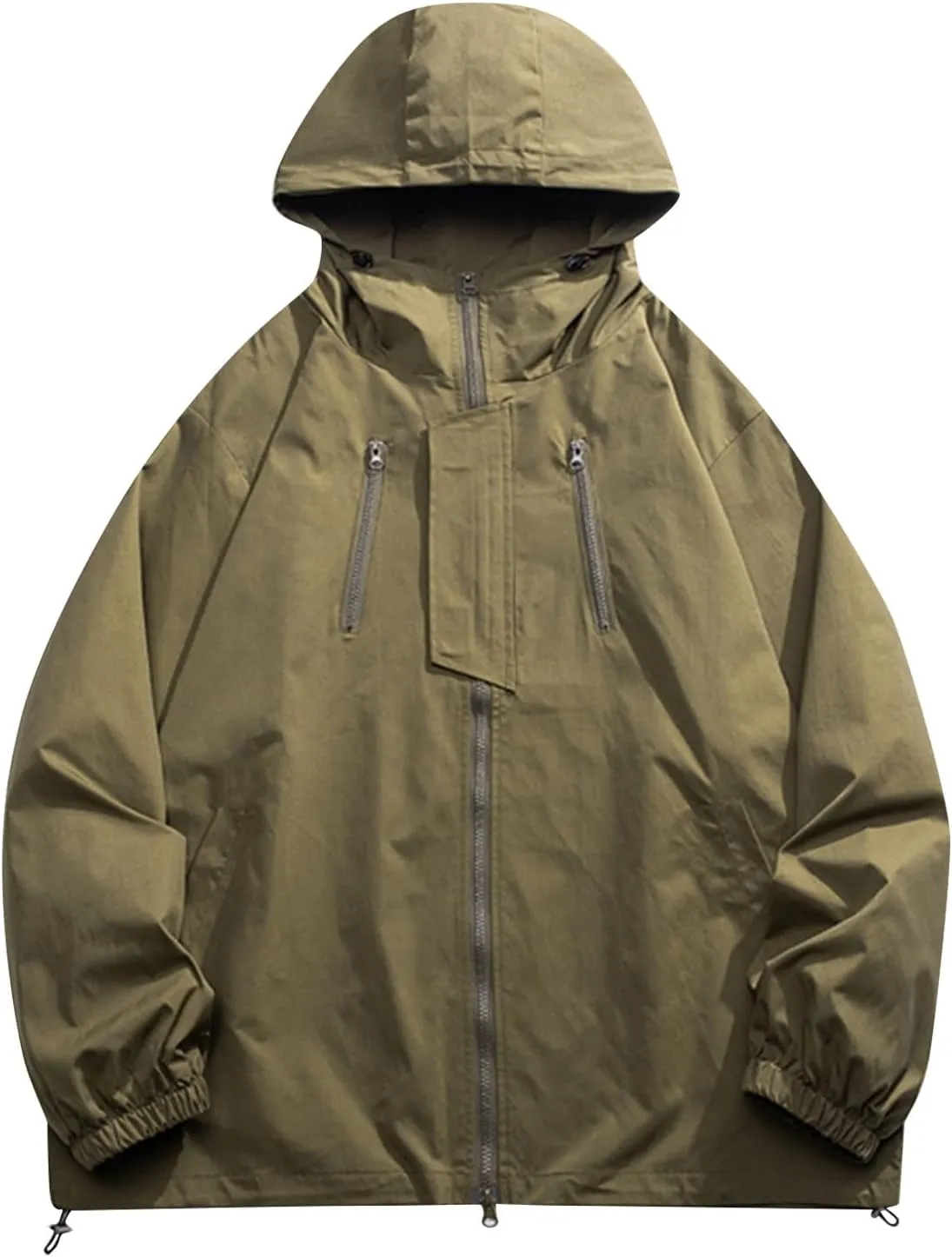 RTRDE Men's Rain Jacket Lightweight Waterproof Coated Hooded Jacket Light Windbreaker Raincoat Jacket, M-5XL
