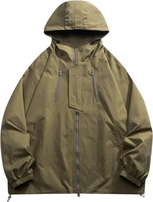 RTRDE Men's Rain Jacket Lightweight Waterproof Coated Hooded Jacket Light Windbreaker Raincoat Jacket, M-5XL