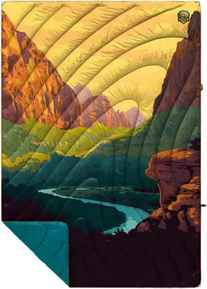 Rumpl Original Puffy Blanket - Warm Puffy Camping Blanket, 100% Recycled Polyester Insulation, Lightweight, Packable, Water-Resistant, Outdoor Puffer Blanket, 52"x75", Zion National Park