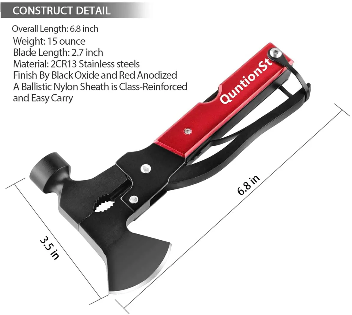 Rynx | Camping Gear Multi-Tool, Ball & Unique Birthday Gifts for Men Father Spouse Boyfriend, 16-in-1 Survival Gear for Outdoor Hunting Hiking, Emergency Escape Tool with Axe, Hammer, Pliers, Knife, Bottle Opener