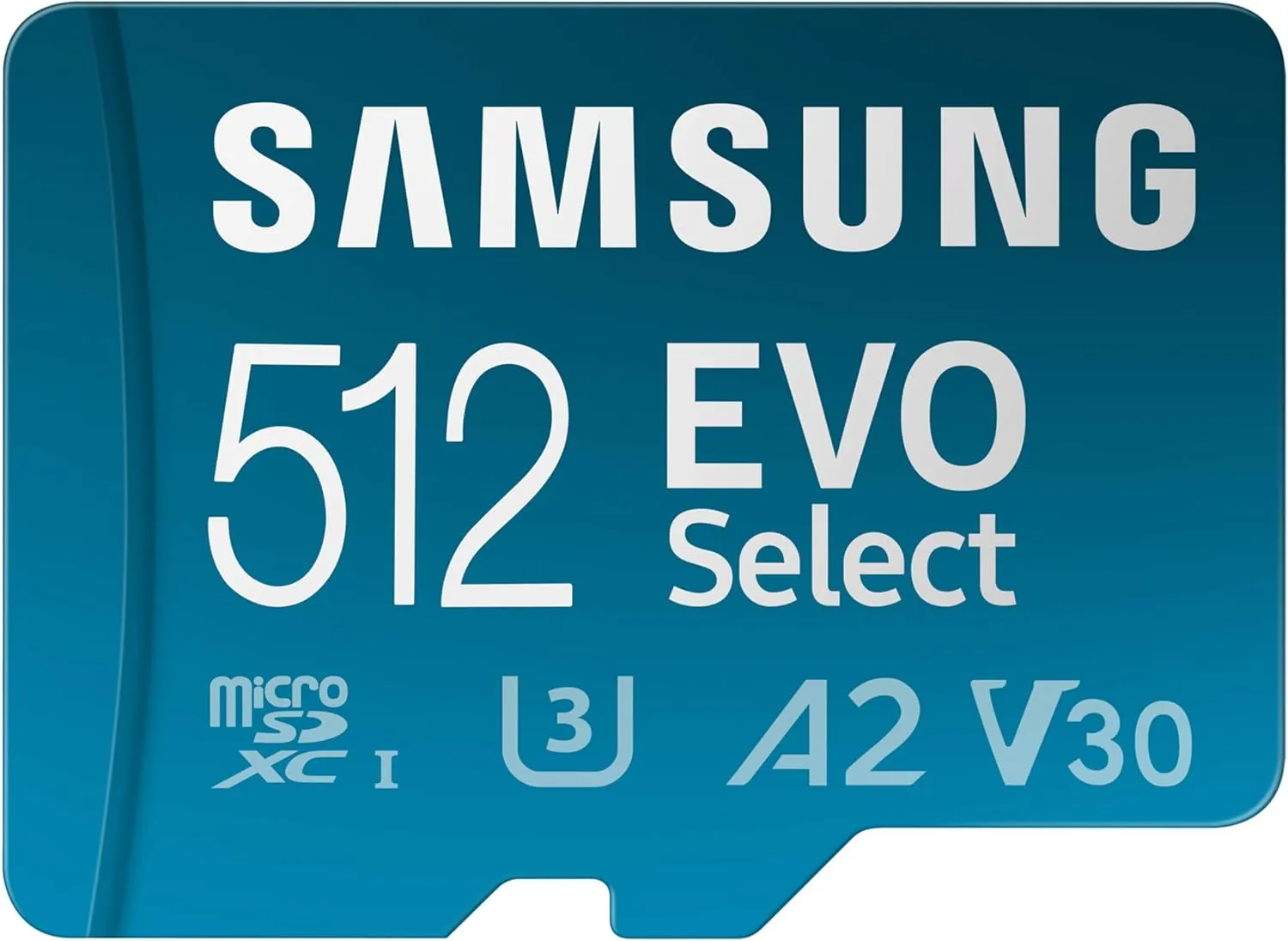 SAMSUNG EVO Select microSDMemory Card   Adapter, 512GB microSDXC, Up-to 160 MB/s, 4K UHD, UHS-I, C10, U3, V30, A2, for Mobile Phone, Smartphones, Nintendo-Switch, and Tablets (MB-ME512SA/AM)