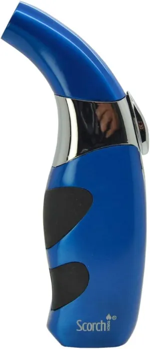 Scorch Torch Butane Satin Finish Stainless Steel Curved Refillable Lighter (Blue)