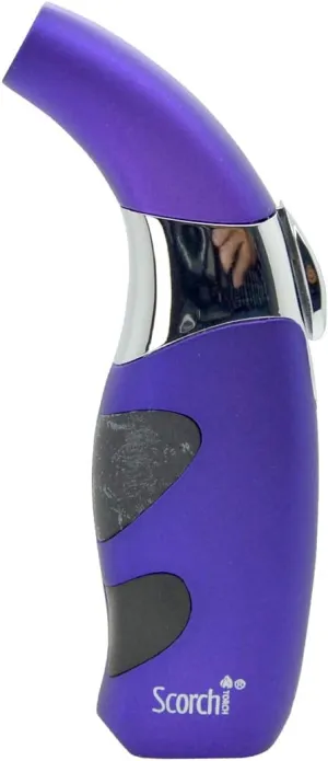 Scorch Torch Butane Satin Finish Stainless Steel Curved Refillable Lighter (Purple)