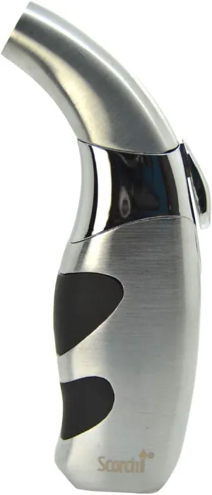 Scorch Torch Butane Satin Finish Stainless Steel Curved Refillable Lighter (Silver)