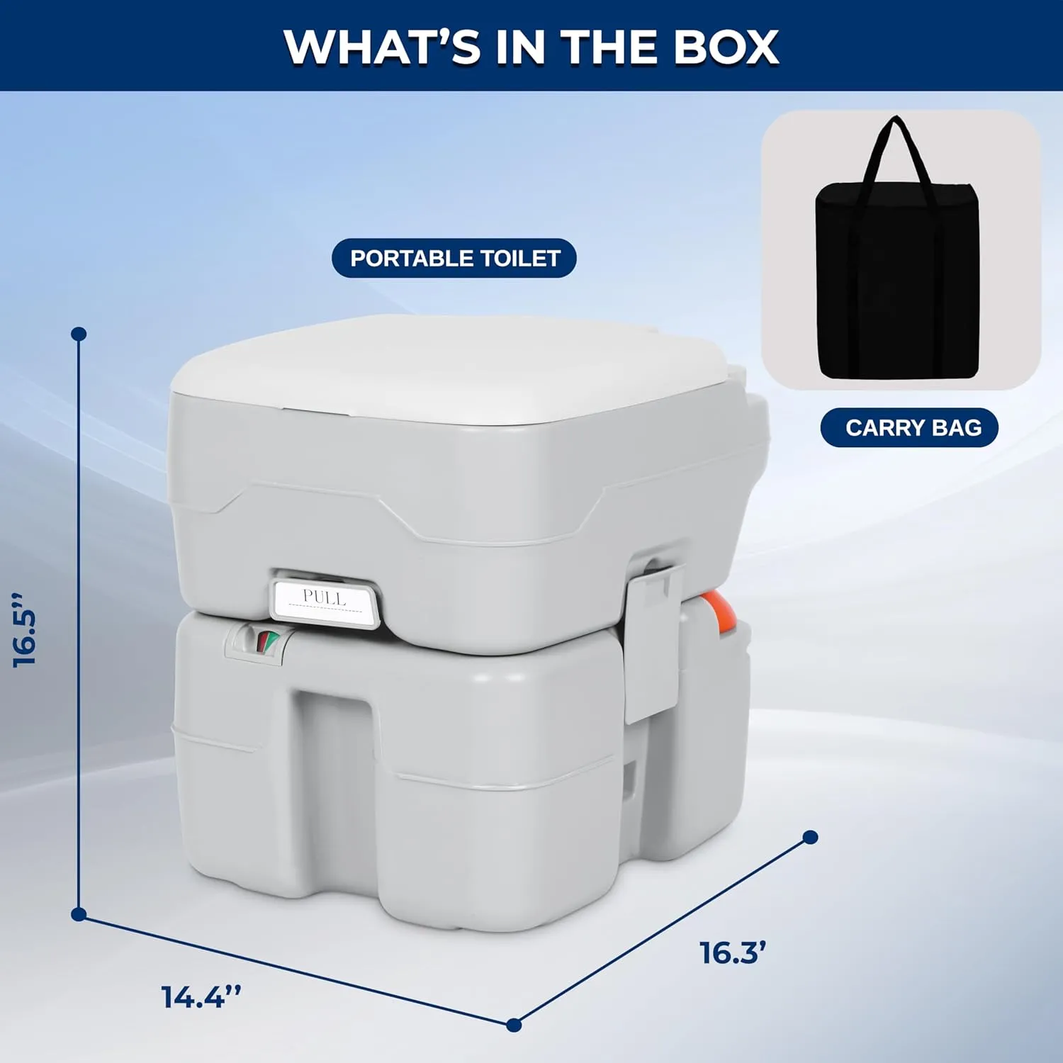 SereneLife 5.2 Gallon Portable Camping Toilet with Carry Bag For Adults, Leak Proof Porta Potty with Detachable Waste Tank and Level Indicator, Suitable for Camping, Hiking, and Boating