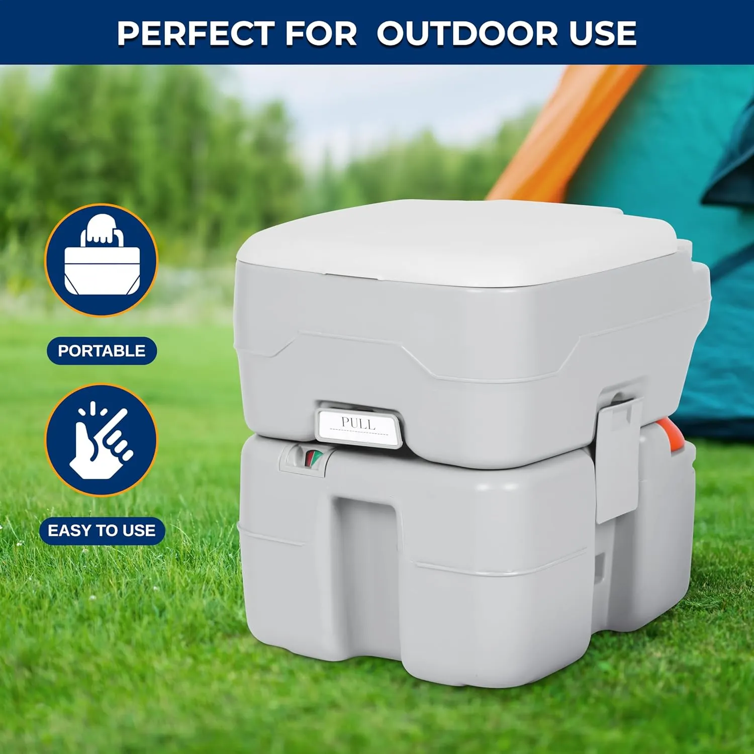 SereneLife 5.2 Gallon Portable Camping Toilet with Carry Bag For Adults, Leak Proof Porta Potty with Detachable Waste Tank and Level Indicator, Suitable for Camping, Hiking, and Boating