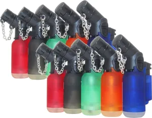 Set of 10 - Windproof Single Jet Flame Torch Cigarette Lighter Refillable (No Butane/Empty)