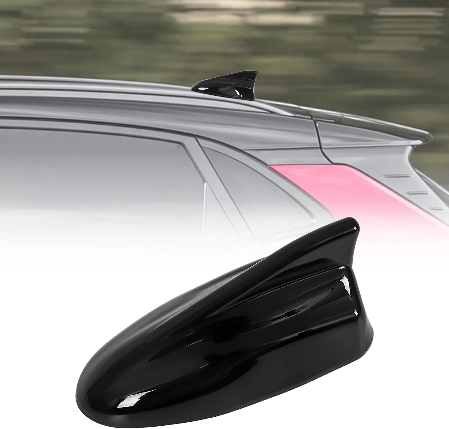 Shark Fin Antenna Cover,Car Roof Antenna Caps Compatible with Santa Fe Kona 2018 2019 2020 2021 2022 2023,96210-J9300,Antenna Topper Cover with Chip,Glossy Black