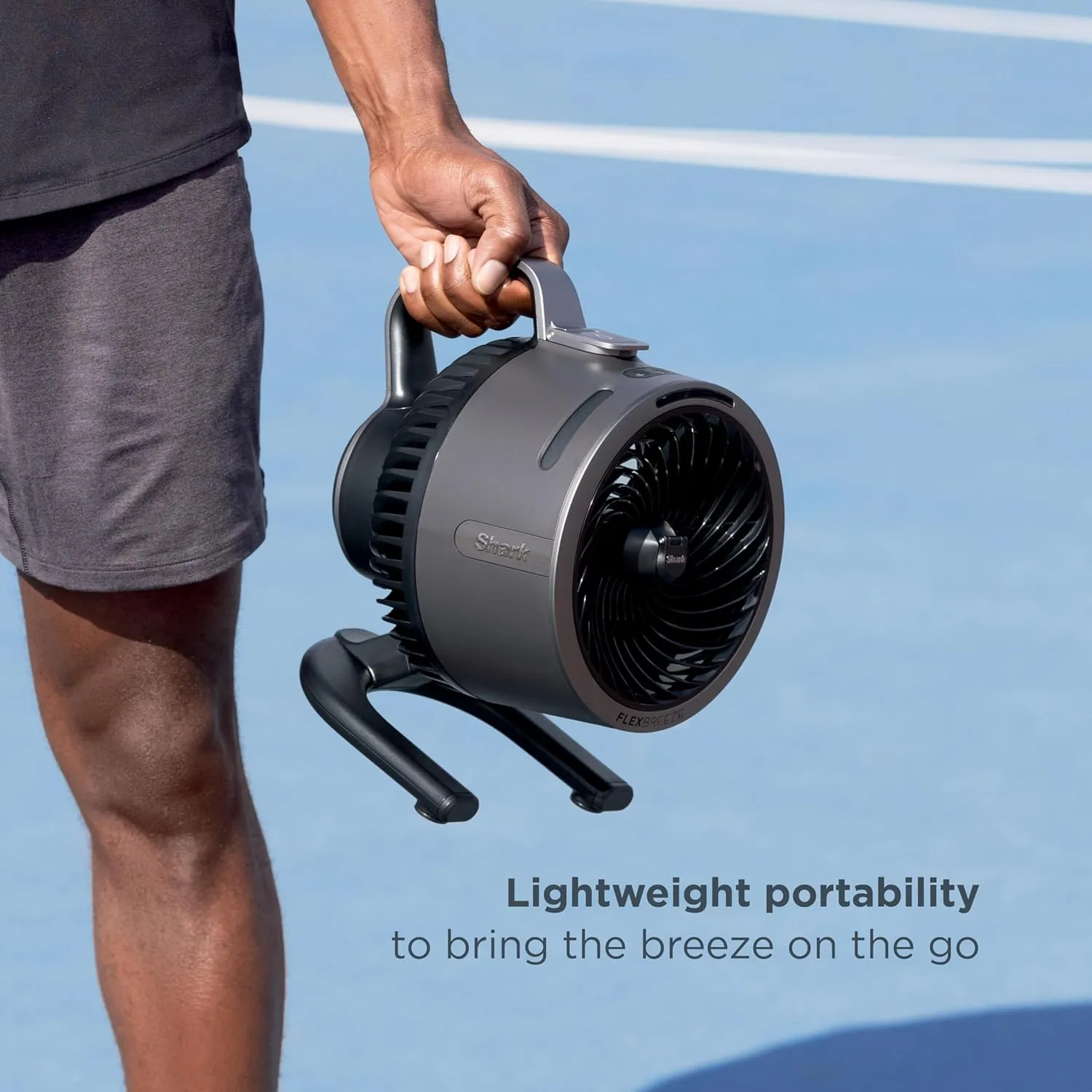 Shark FlexBreeze HydroGo Fan   Car Charger — Ultra-powerful portable fan that mists indoors & outdoors. Up to 70 feet, up to 12-hr. battery, 5 speeds, breeze modes & misting, Blueberry, FA052QBL