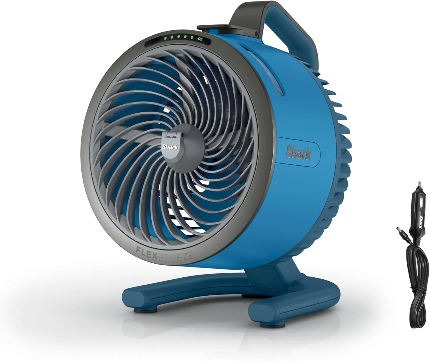 Shark FlexBreeze HydroGo Fan   Car Charger — Ultra-powerful portable fan that mists indoors & outdoors. Up to 70 feet, up to 12-hr. battery, 5 speeds, breeze modes & misting, Blueberry, FA052QBL