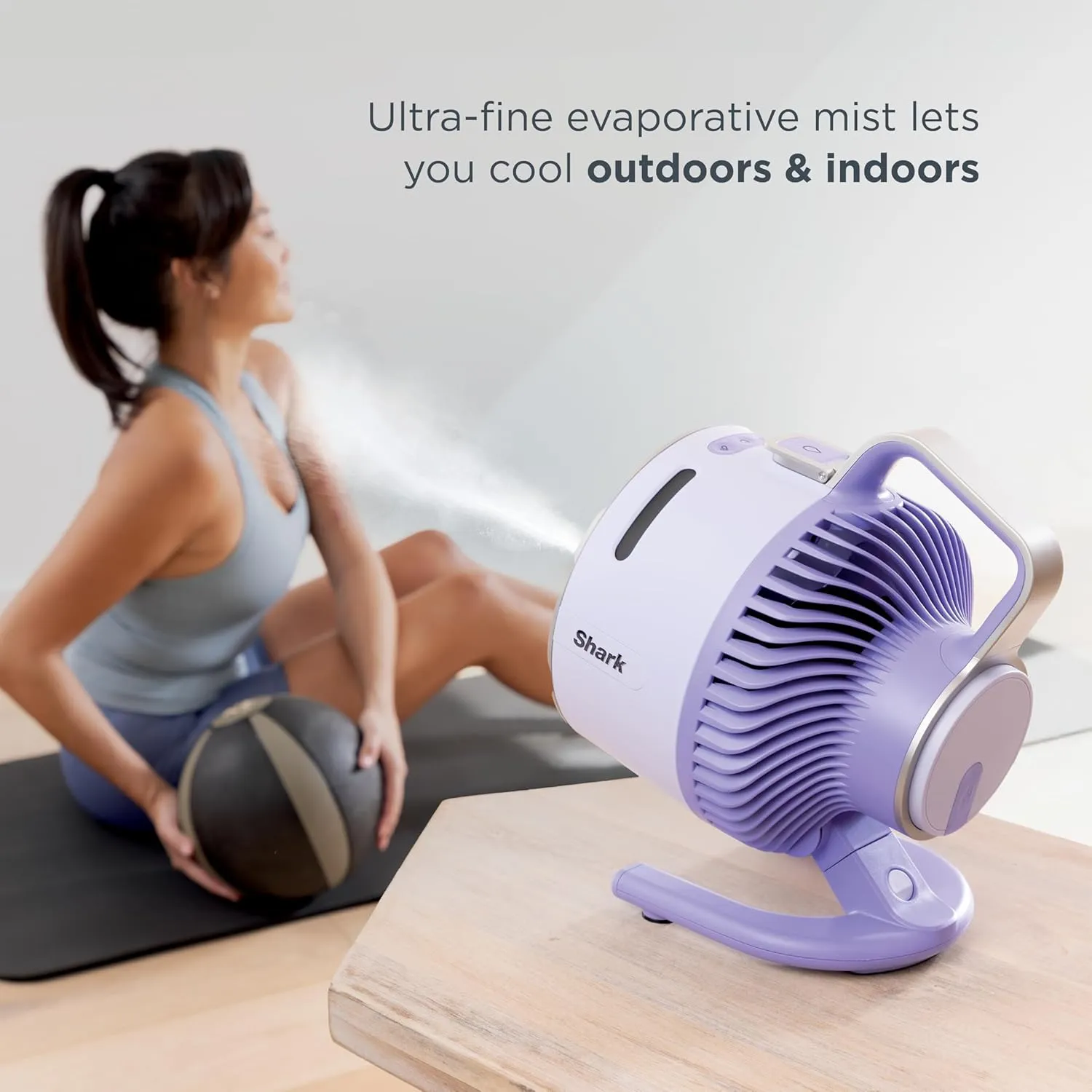 Shark FlexBreeze HydroGo Fan   Car Charger — Ultra-powerful portable fan that mists indoors & outdoors. Up to 70 feet, up to 12-hr. battery, 5 speeds, breeze modes & misting, Blueberry, FA052QBL