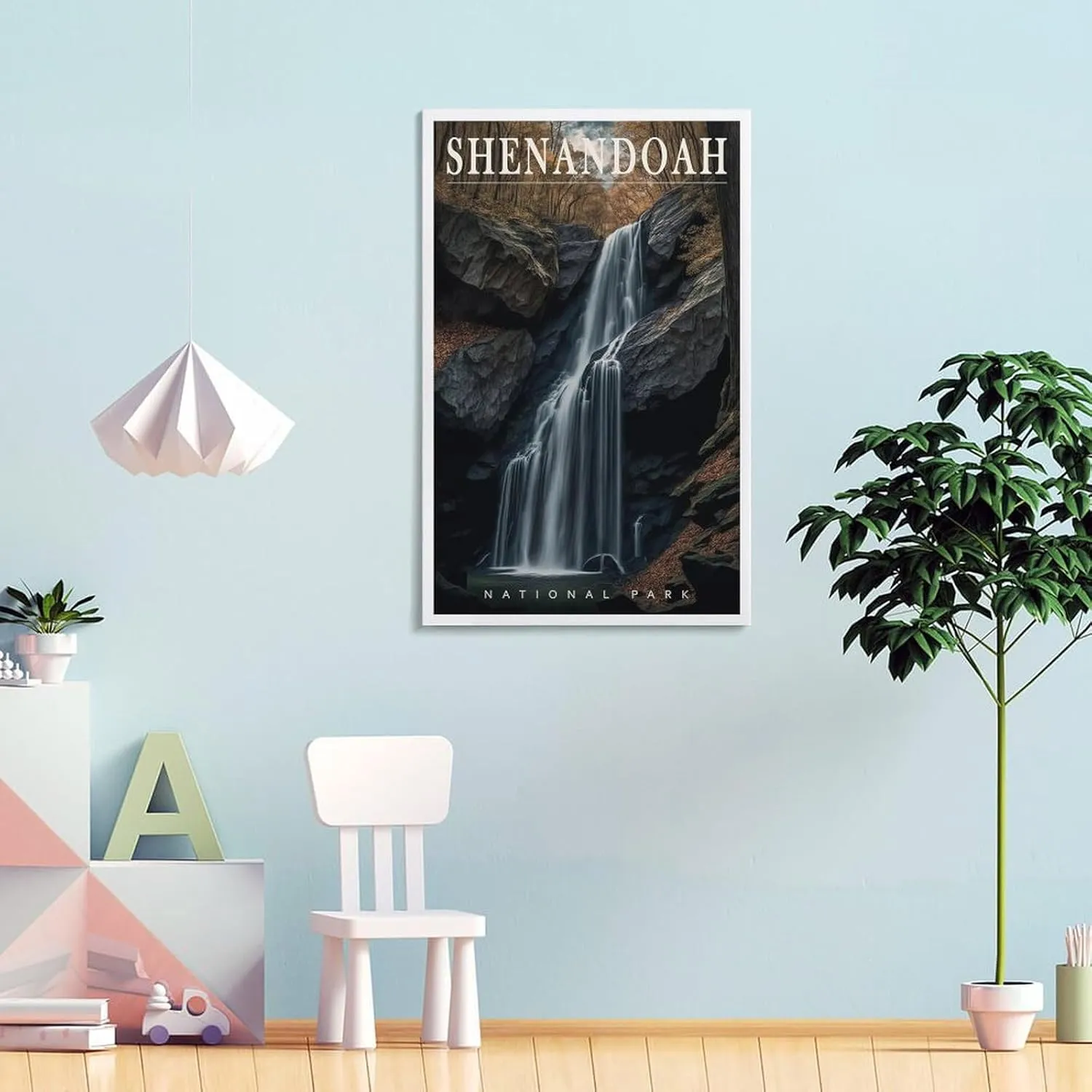 Shenandoah National Park Wall Art, Virginia Poster, Waterfall Poster, US National Parks Poster, Travel Poster, Landscape Art, Adventure Art Canvas Wall Art Print Poster For Home School Office Decor 12