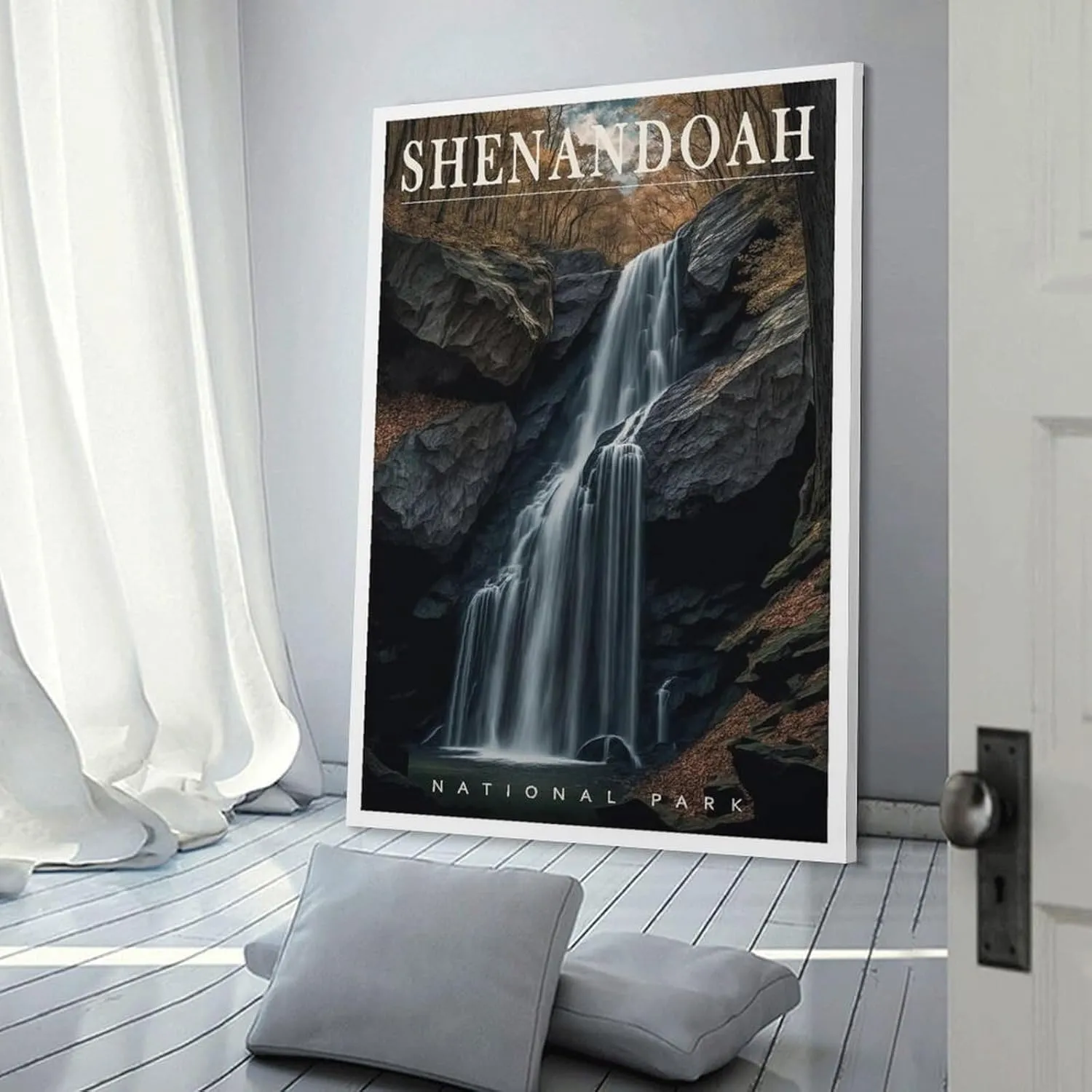 Shenandoah National Park Wall Art, Virginia Poster, Waterfall Poster, US National Parks Poster, Travel Poster, Landscape Art, Adventure Art Canvas Wall Art Print Poster For Home School Office Decor 12