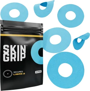 Skin Grip Freestyle Libre 2 & Lingo Sensors Cover – Compatible with Infusion Sets, Waterproof Adhesive Tape, Covers w/Cutout (Not for Libre3), Lasts 10-15 Days, CGM Sensor Patches, Blue