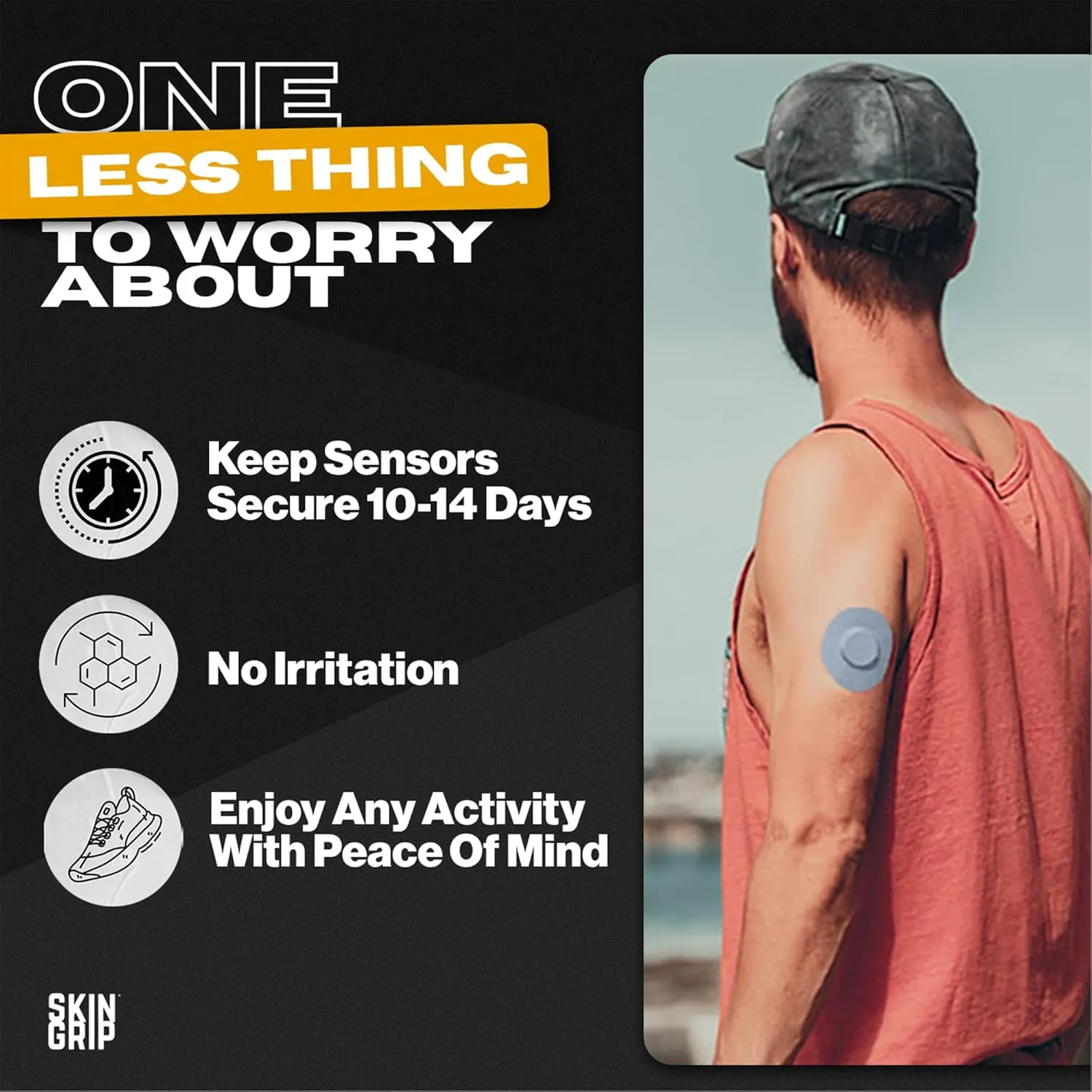 Skin Grip Freestyle Libre 2 Sensor Covers & Lingo CGM – Waterproof and Sweatproof Adhesive for 10-15 Days, Pre-Cut Medical Tape, Continuous Glucose Monitor Patch – 20 Pack, Pastel Pack