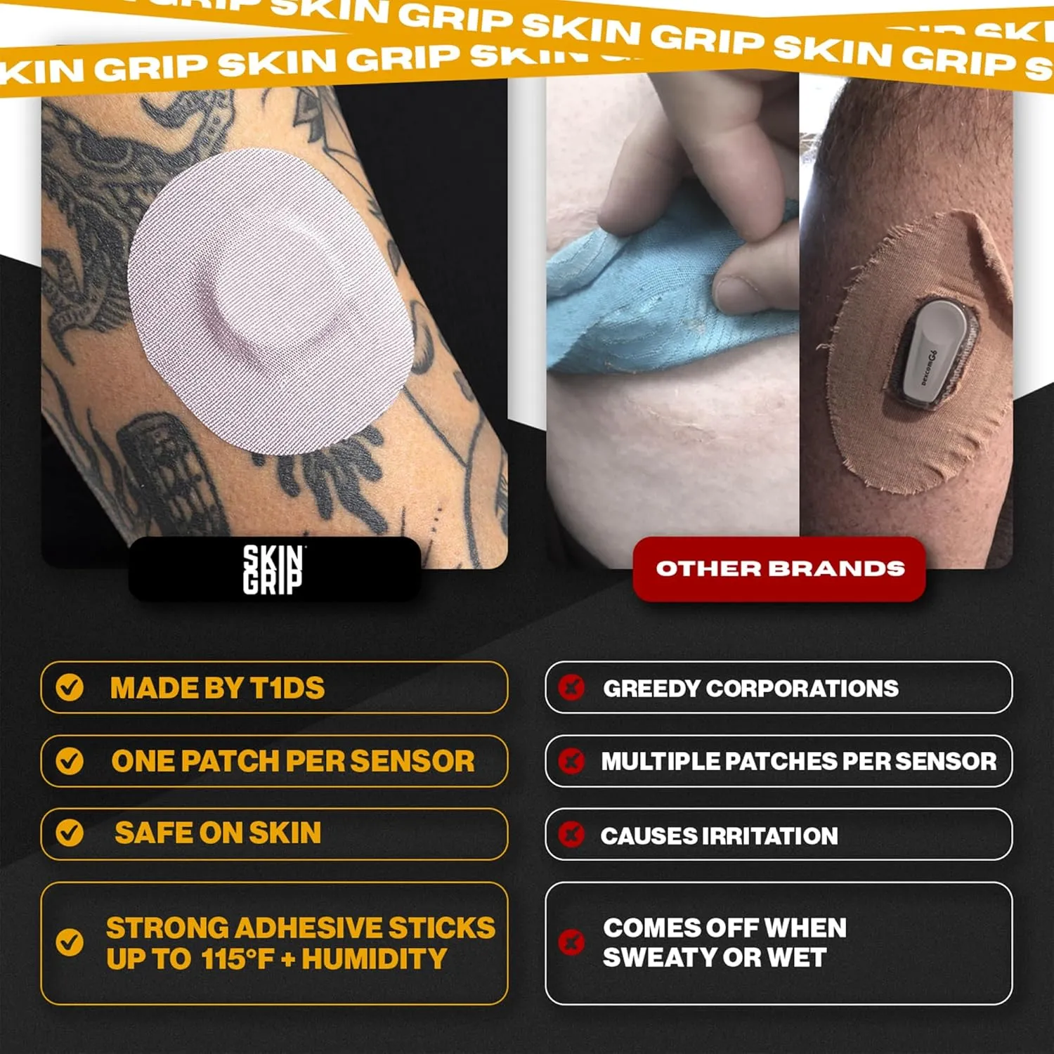Skin Grip Freestyle Libre 2 Sensor Covers & Lingo CGM – Waterproof and Sweatproof Adhesive for 10-15 Days, Pre-Cut Medical Tape, Continuous Glucose Monitor Patch – 20 Pack, Pastel Pack