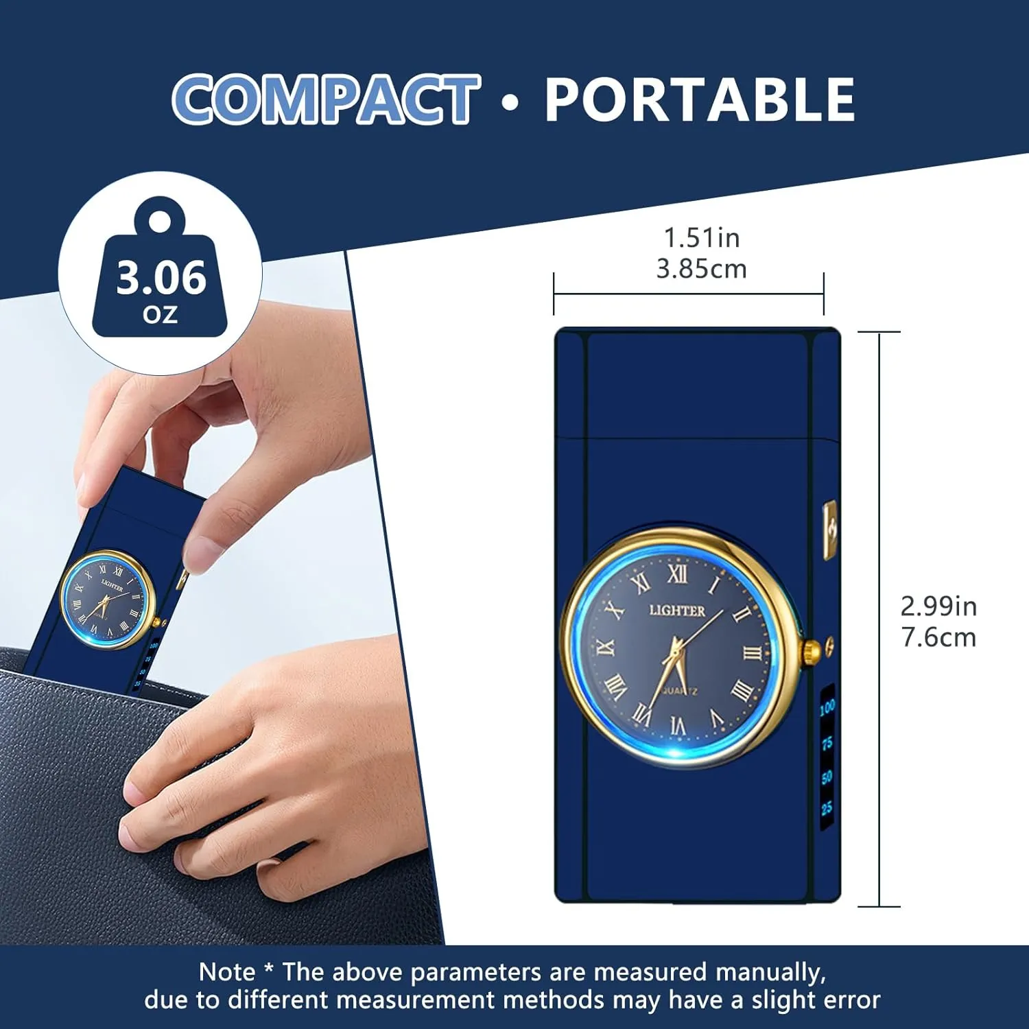 SKRFIRE Electric Double Arc Plasma Lighter, Rechargeable With Battery Display Indication, Cool Revolve With Gift Box for Friends, Family, Candles (Blue)