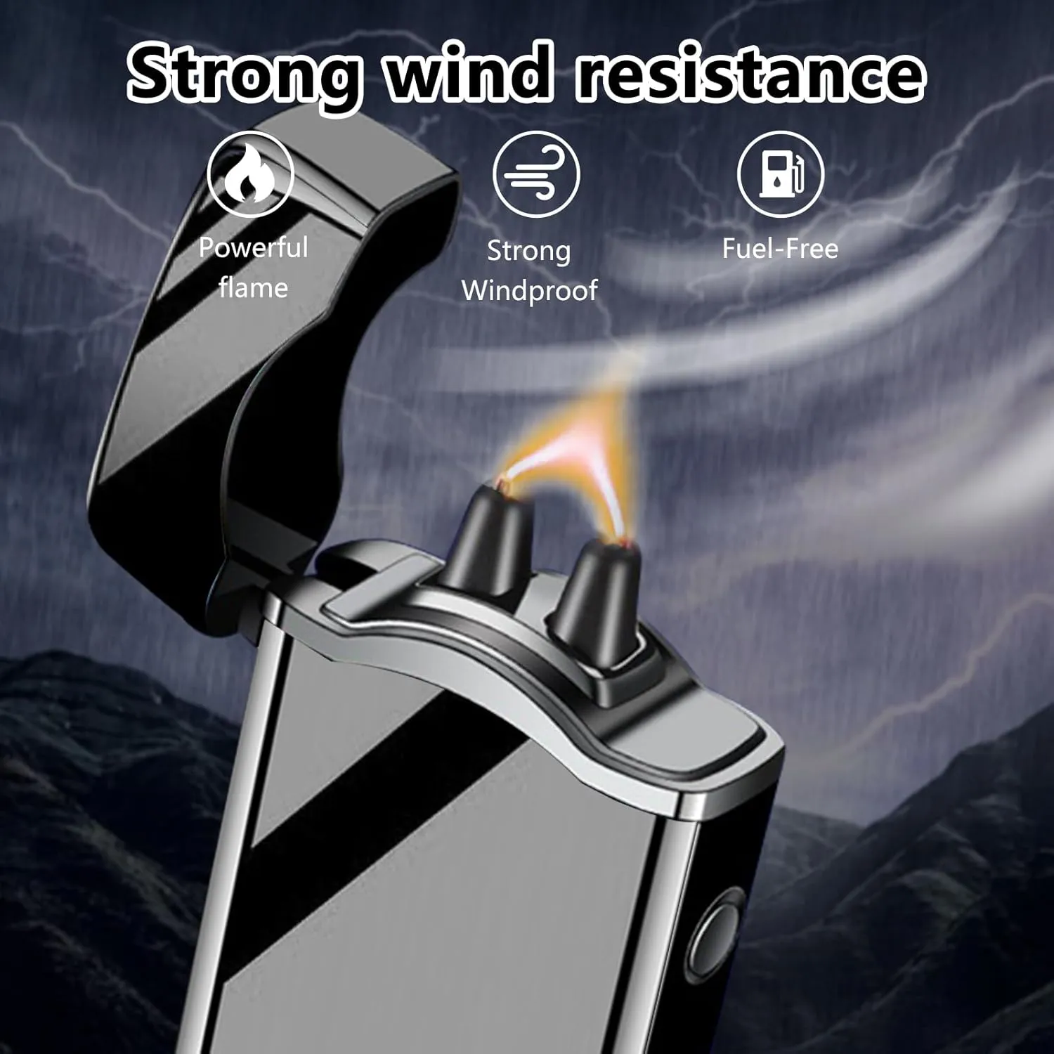 SKRFIRE Upgraded Electric Arc High-Power Plasma Lighter with Touch Ignition, Digital Battery Display, Rechargeable Windproof USB Lighter for Candles, BBQ & Outdoor (Black Ice)