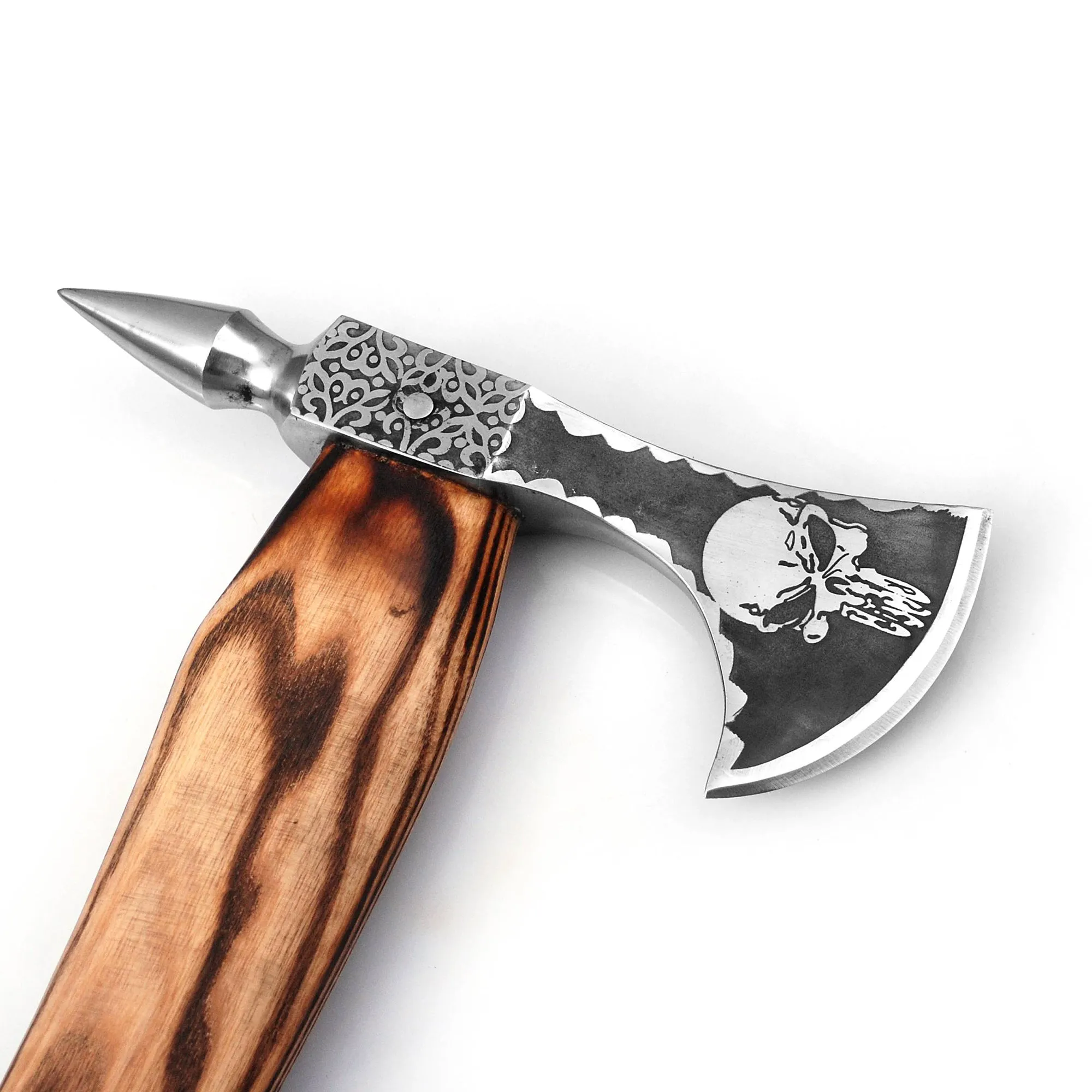 Skull Axe, Viking Axe, Camping Axe, Hunting Axe, Carving Axe, Bearded, One-of-a-Kind, Engraved Blade, ARSAXE05