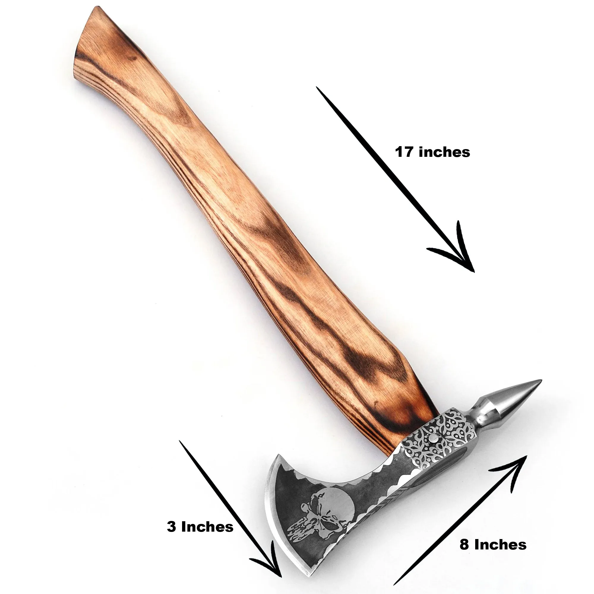 Skull Axe, Viking Axe, Camping Axe, Hunting Axe, Carving Axe, Bearded, One-of-a-Kind, Engraved Blade, ARSAXE05