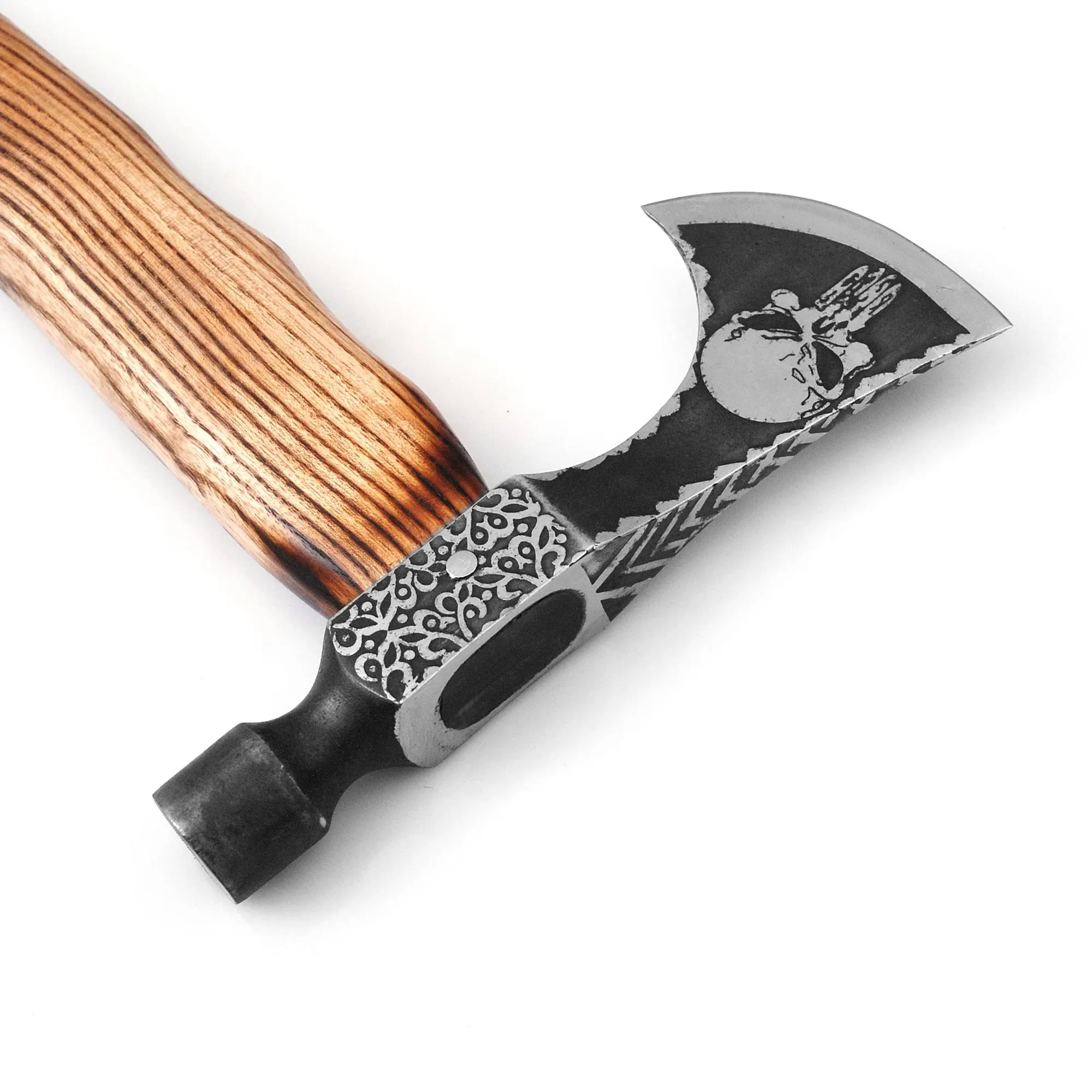 Skull Axe, Viking Axe, Camping Axe, Hunting Axe, Carving Axe, Bearded, One-of-a-Kind, Engraved Blade, ARSAXE07