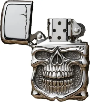 Skull Limited Edition Lighter,2025 New Unique Lighter, Retro Cool Skull Metal Refillable Lighter,Carving Skull Antique Lighter,Novelty Lighter for Mens Gifts Ideas