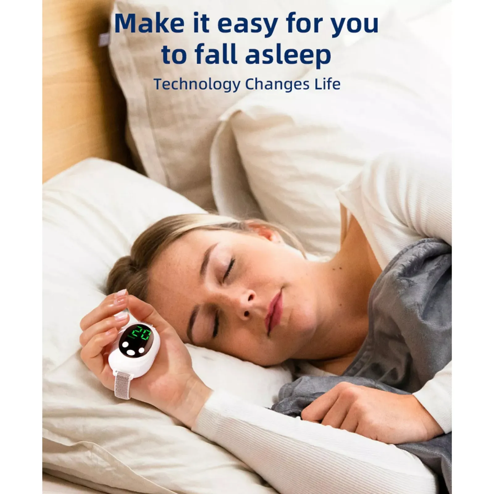 Sleep Aid Machine Ergonomic Hand Held Improve Sleep Instrument Device White