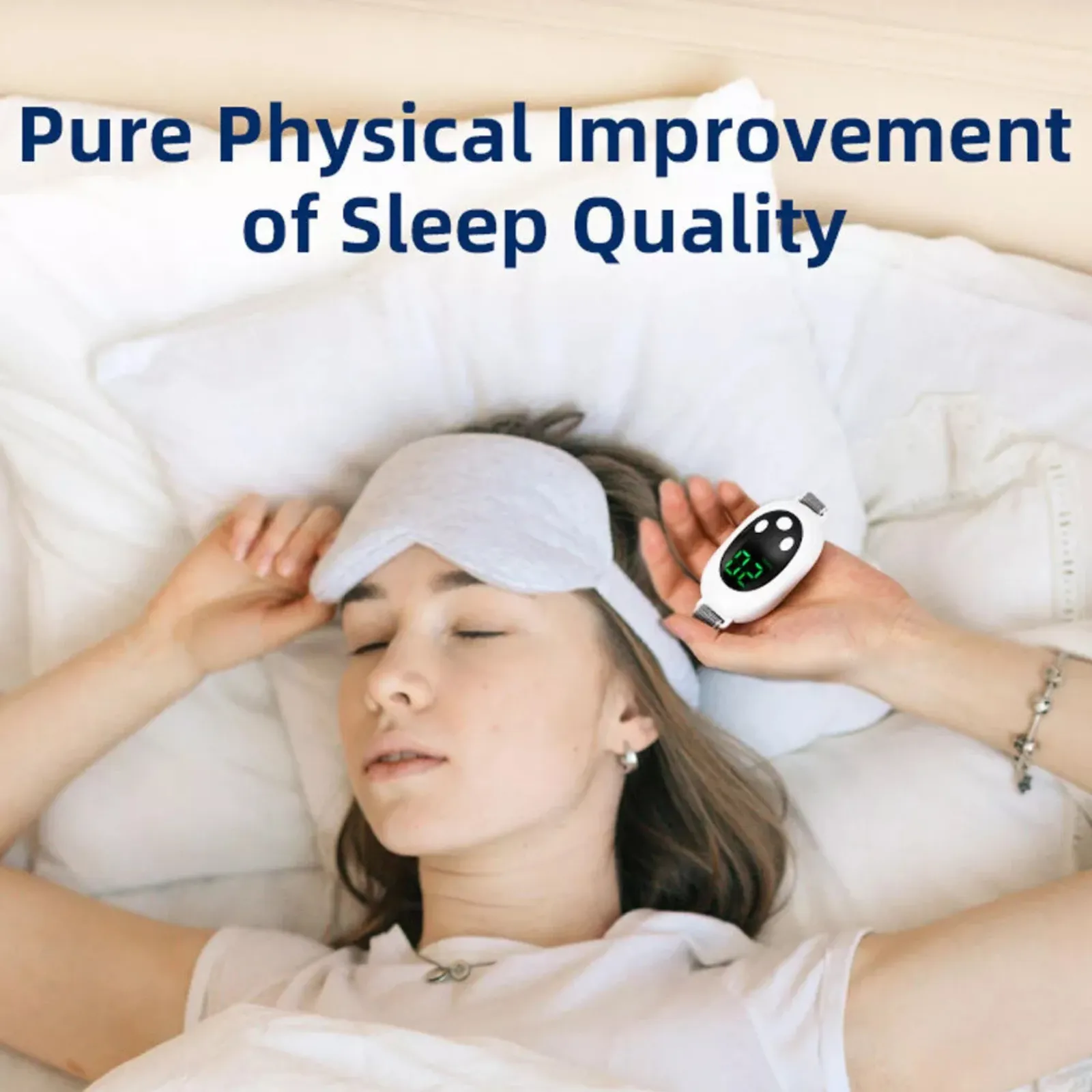 Sleep Aid Machine Ergonomic Hand Held Improve Sleep Instrument Device White