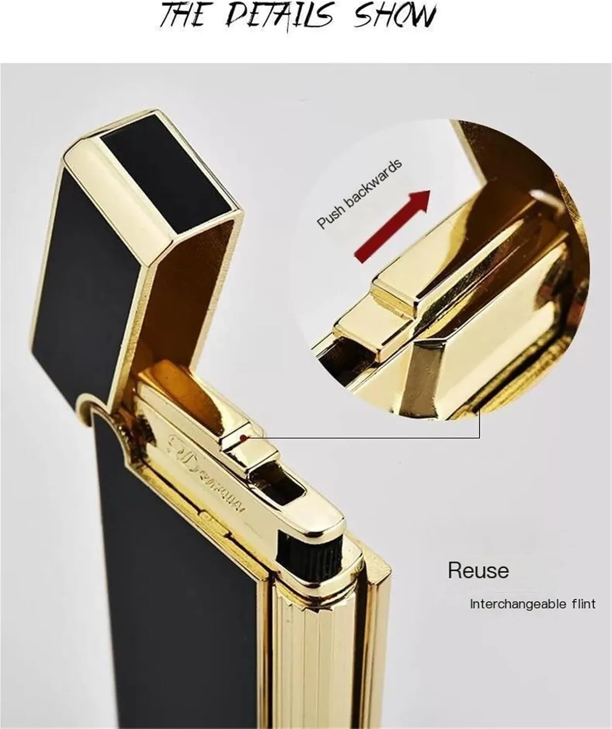 Slim Lighter，Tradition Soft Flame Lighter-Side Slip Wheel Ignition Flint Ingnition•Adjustable Flame •Butane Refillable Gas Lighter (Gas Not Included)(Silver)