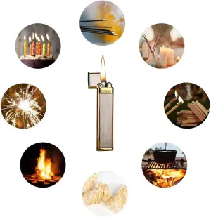 Slim Soft Flame Copper Brass Cigar Torch Lighter - Refillable Kerosene with Adjustable Flame Dial - Portable Lighter with Wheel Flint Ignition - Birthday Gifts for Men, Dad, Husband (Gold)