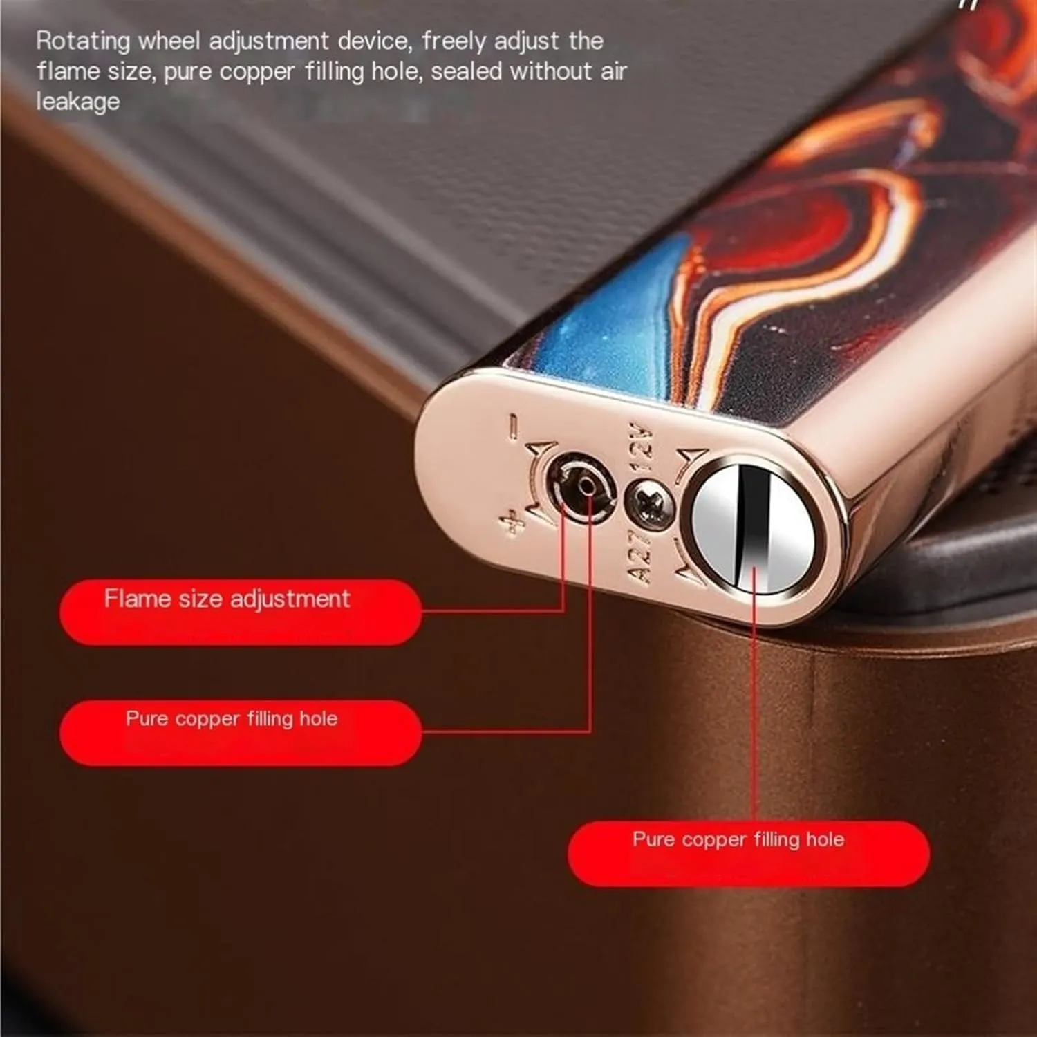 Slim Soft Flame Lighter, Side Wheel Flint Ignition Portable Ultra-Thin Lighter，Baking Paint Process， Adjustable Flame Refillable Butane Lighter, Gifts for Men Dad Husband(C10)