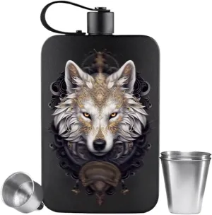 Small Flasks 18Oz Stainless Steel Flasks with Funnel and Cups Flasks for Liquor for Men Travel Camping Bar Tools (Color : A)