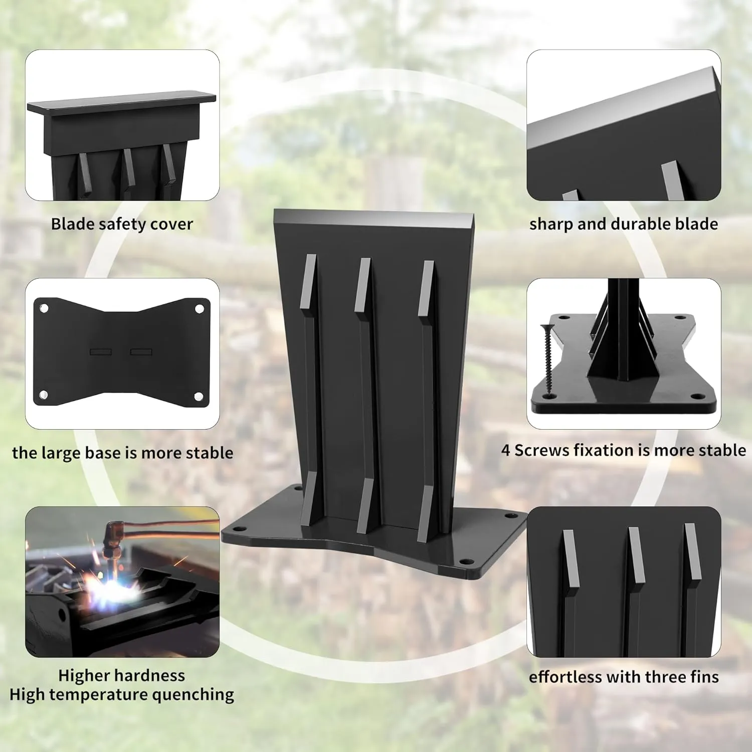 Small Kindling Splitter for Wood - Manual Log Splitters for Firewood, Wood Splitter, Perfect for Camping and Outdoor Firewood Preparation. (Black)