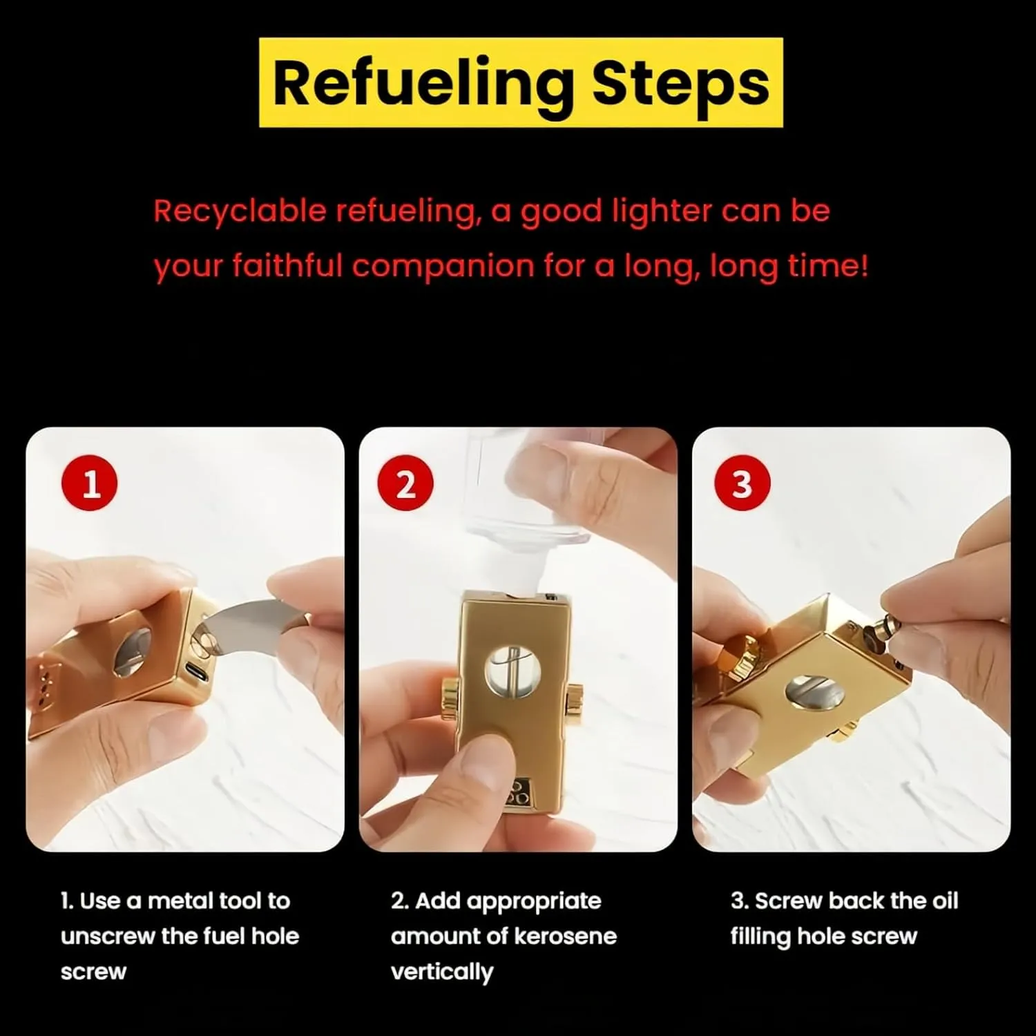 Smart Kerosene Lighter 4-Ignition Methods, Voice Activated Soft Flame Lighter, Spinner Mecha Design Refillable Lighters with Cool Colorful Breathing Light (Gold, No Fuel)
