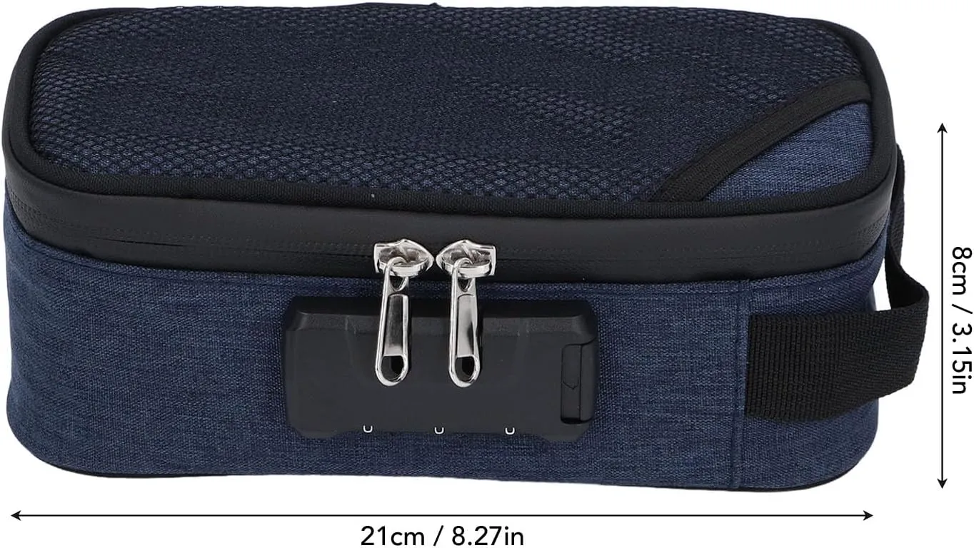 Smell Proof Bag,Odor Proof Pouch Organizer Activated Carbon Adsorption Effect Smell Proof Container with Lock Travel Storage Bag(Deep Blue)