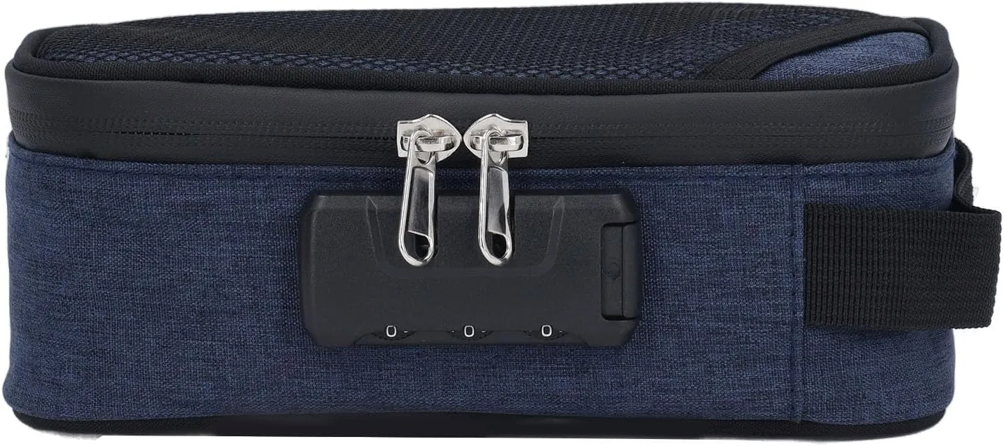 Smell Proof Bag,Odor Proof Pouch Organizer Activated Carbon Adsorption Effect Smell Proof Container with Lock Travel Storage Bag(Deep Blue)