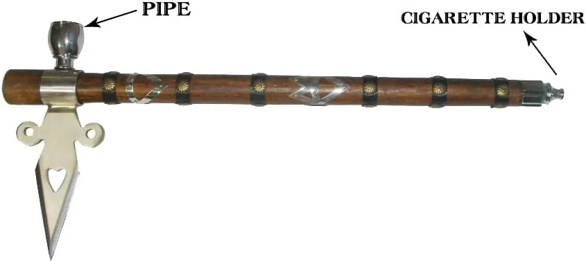Snake Eye Tactical Native American Peace Pipe Tomahawk Axe 18.75-Inches Overall Length (Brown & Silver 3130)