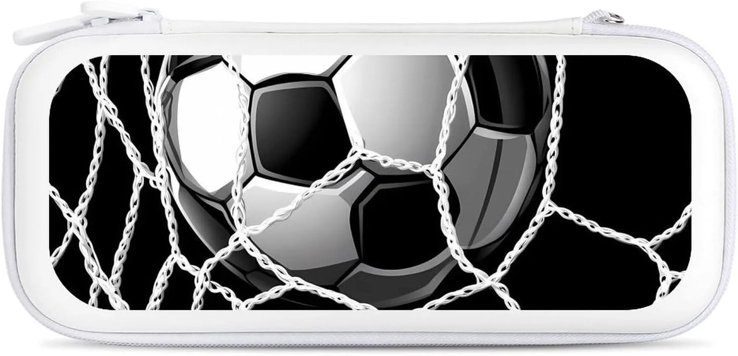 Soccer Ball Football Net Compatible with Switch Carrying Case Hard Travel Game Bag Pouch with 15 Games Accessories