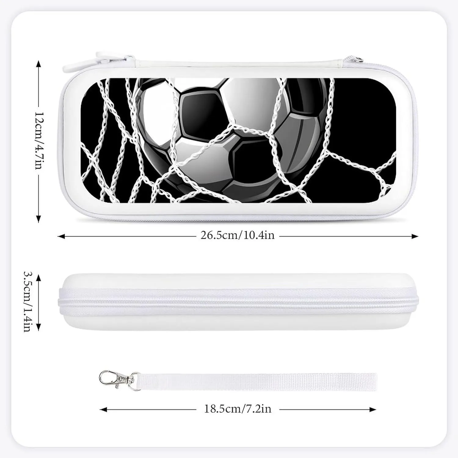 Soccer Ball Football Net Compatible with Switch Carrying Case Hard Travel Game Bag Pouch with 15 Games Accessories