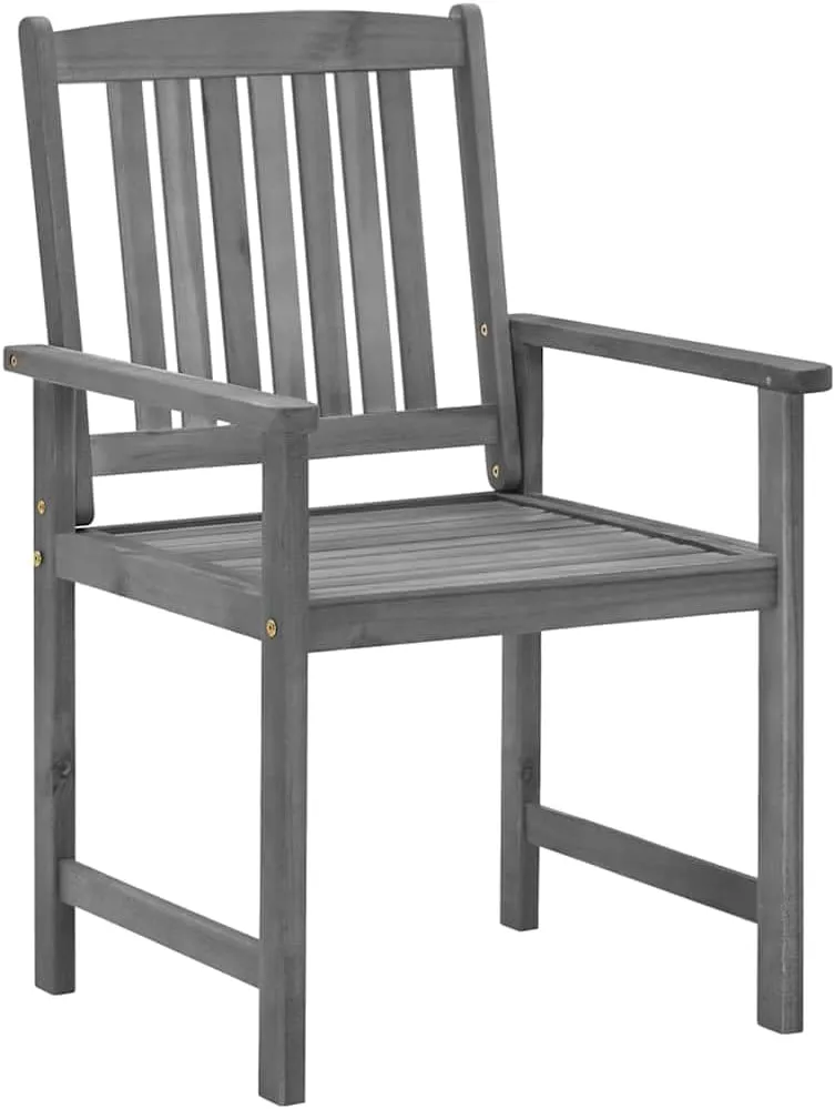 Solid Acacia Wood Patio Chairs with Cushions 2-Piece Set, Gray Wash Outdoor Lounge Chairs with Beige Fabric Cushions for Patio Poolside Backyard
