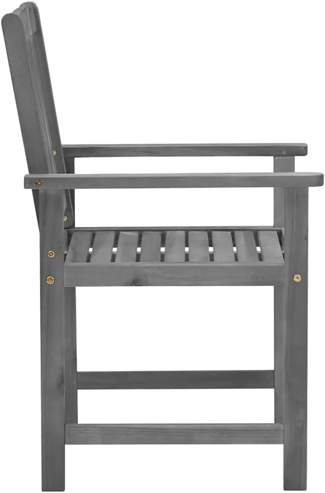 Solid Acacia Wood Patio Chairs with Cushions 2-Piece Set, Gray Wash Outdoor Lounge Chairs with Beige Fabric Cushions for Patio Poolside Backyard