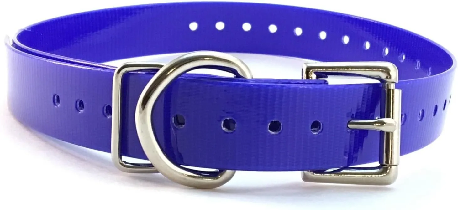 Sparky Pet 1" Roller Buckle High Flex Blue Waterproof Dog Strap for Garmin Dogtra SportDOG E Collar, Blue
