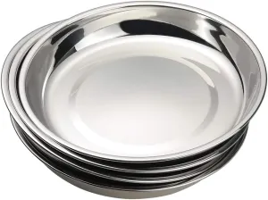 Stainless Steel Dinner Round Plates, 4 Pack Food Grade Stainless Steel Plates